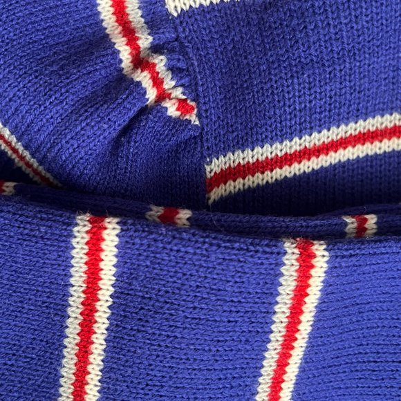 Vintage 70s Striped Ribbed Knit Long Sleeve Midi Sweater Dress Preppy Coastal - Picture 5 of 6